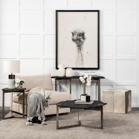 Shale III Black Live-Edge Slate and Iron Console Table by Mercana at Eve Furniture