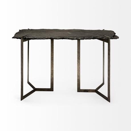 Shale III Black Live-Edge Slate and Iron Console Table by Mercana at Eve Furniture