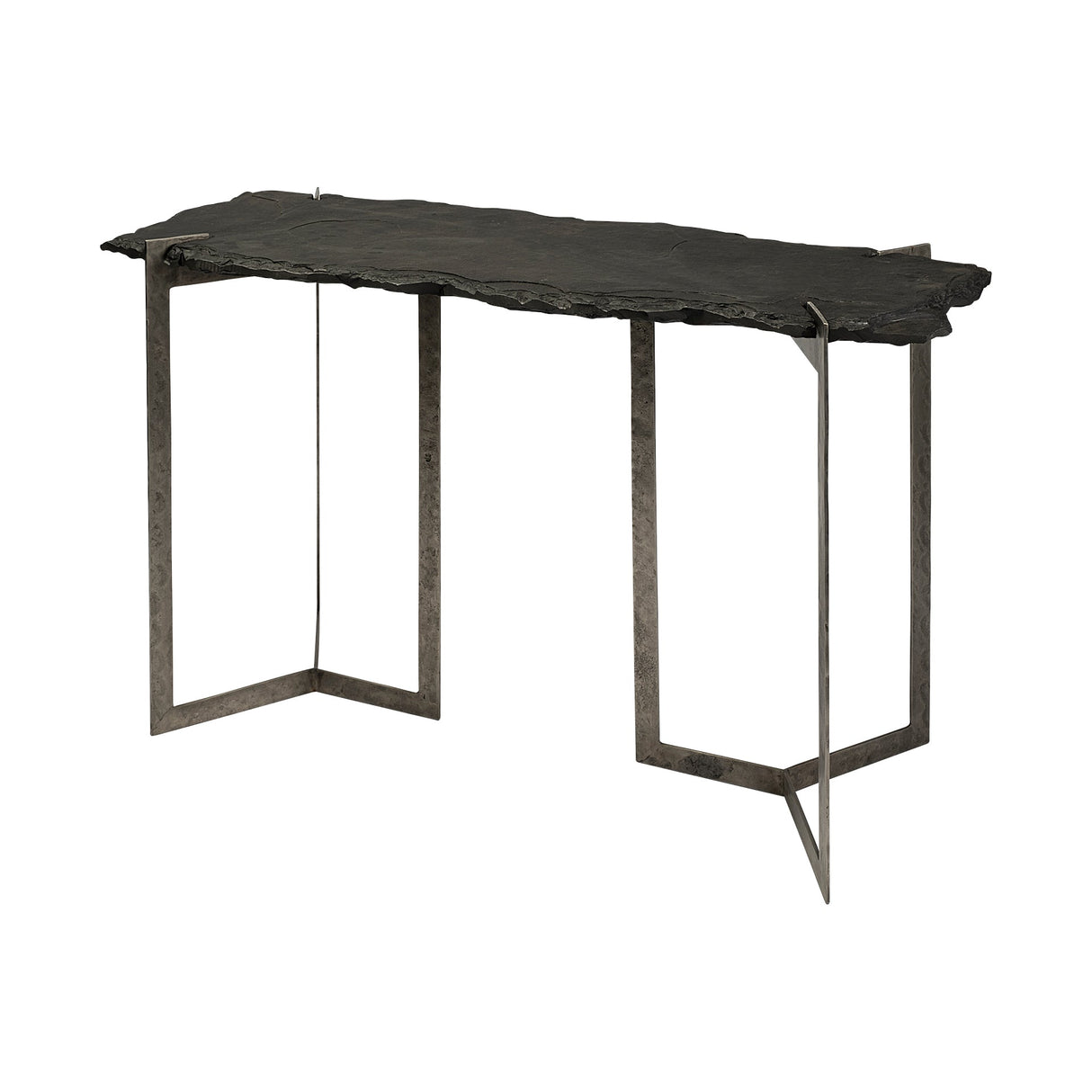 Shale III Black Live-Edge Slate and Iron Console Table by Mercana at Eve Furniture