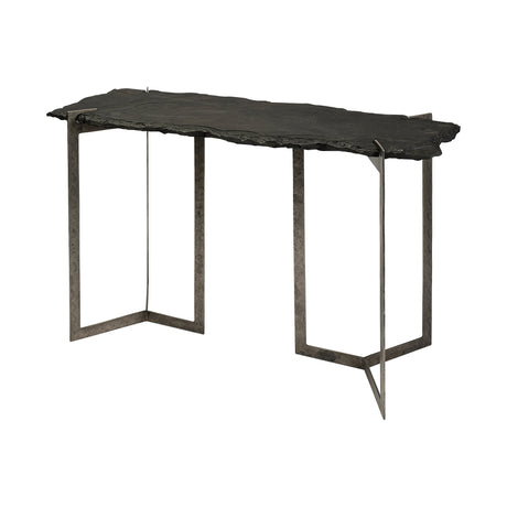 Shale III Black Live-Edge Slate and Iron Console Table by Mercana at Eve Furniture