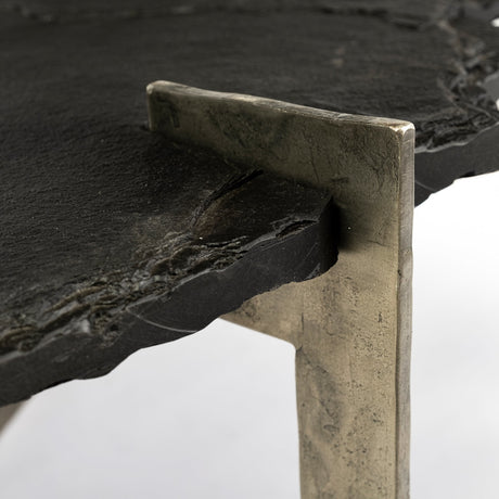 Shale Irregular Live-Edge Black Slate w/Flat Iron Base Coffee Table by Mercana at Eve Furniture