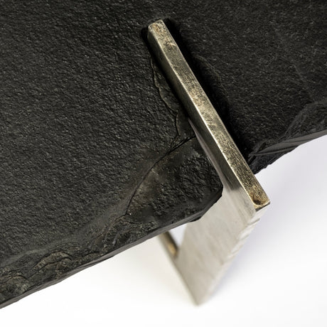 Shale Irregular Live-Edge Black Slate w/Flat Iron Base Coffee Table by Mercana at Eve Furniture