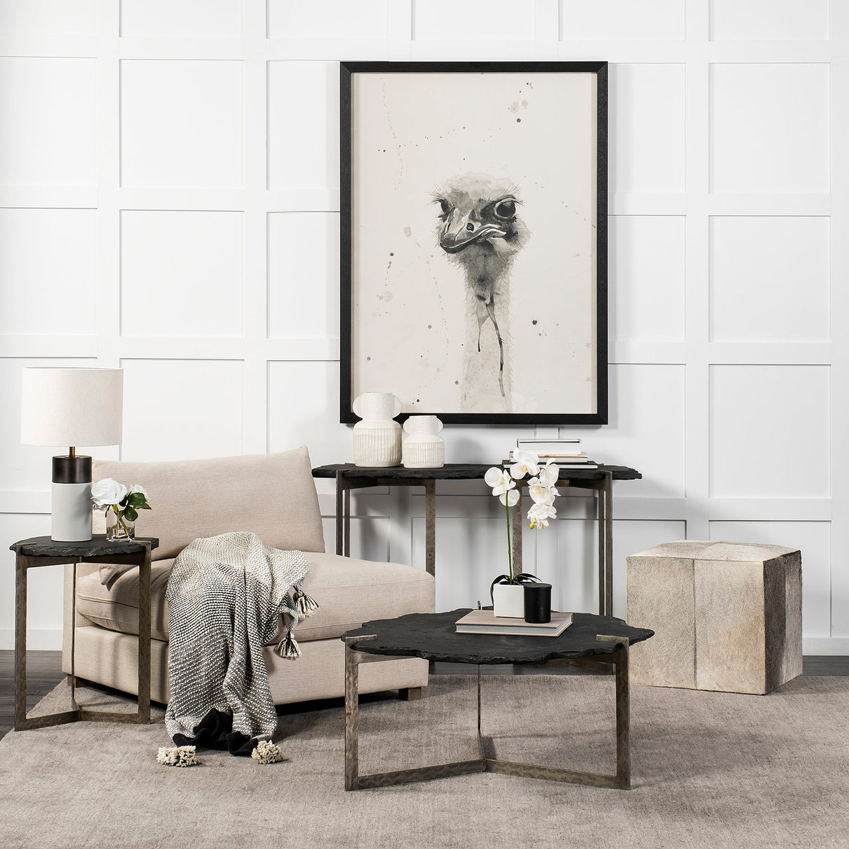 Shale Irregular Live-Edge Black Slate w/Flat Iron Base Coffee Table by Mercana at Eve Furniture