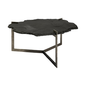Shale Irregular Live-Edge Black Slate w/Flat Iron Base Coffee Table by Mercana at Eve Furniture