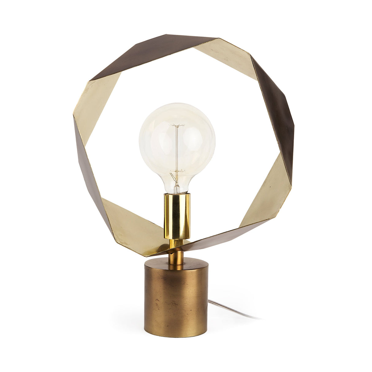 Shamir 15L x 15W Gold Geometric Metal Table Lamp by Mercana at Eve Furniture