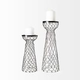 Shandra I Small Glass w/Metal Wire Snakeskin Pattern Table Candle Holder by Mercana at Eve Furniture