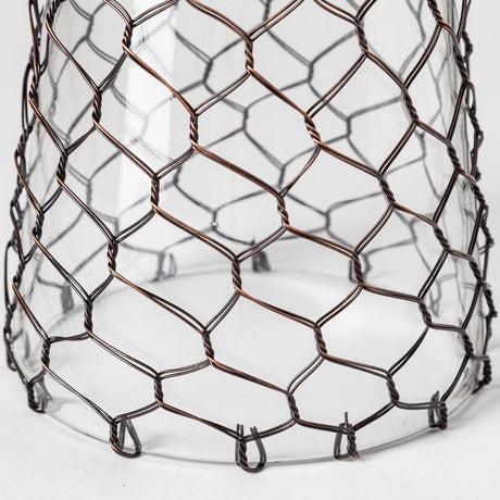 Shandra I Small Glass w/Metal Wire Snakeskin Pattern Table Candle Holder by Mercana at Eve Furniture