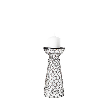 Shandra I Small Glass w/Metal Wire Snakeskin Pattern Table Candle Holder by Mercana at Eve Furniture