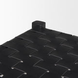 Shane Black Wood w/ Woven Black Leather Bench by Mercana at Eve Furniture