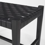 Shane Black Wood w/ Woven Black Leather Bench by Mercana at Eve Furniture