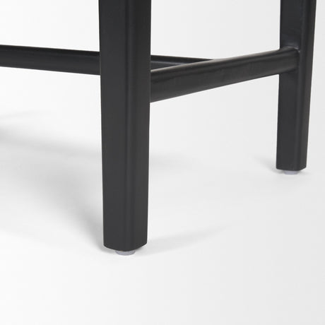 Shane Black Wood w/ Woven Black Leather Bench by Mercana at Eve Furniture