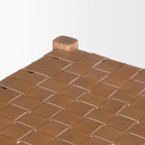 Shane Brown Wood w/ Woven Brown Leather Bench by Mercana at Eve Furniture