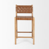 Shane Brown Wood w/ Woven Brown Leather Counter Stool by Mercana at Eve Furniture