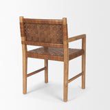Shane Brown Wood w/ Woven Brown Leather Dining Armchair by Mercana at Eve Furniture