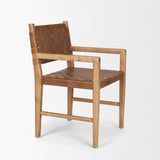 Shane Brown Wood w/ Woven Brown Leather Dining Armchair by Mercana at Eve Furniture