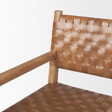 Shane Brown Wood w/ Woven Brown Leather Dining Armchair by Mercana at Eve Furniture