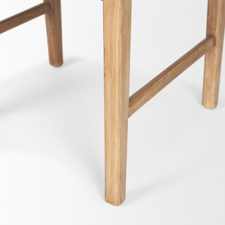 Shane Brown Wood w/ Woven Brown Leather Dining Armchair by Mercana at Eve Furniture