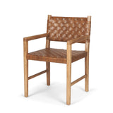Shane Brown Wood w/ Woven Brown Leather Dining Armchair by Mercana at Eve Furniture