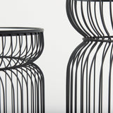 Shani Set of 2 Round, Black Metal w/ Glass, Accent Tables by Mercana at Eve Furniture