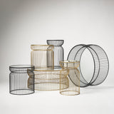 Shani Set of 2 Round, Gold Metal w/ Glass Accent Tables by Mercana at Eve Furniture