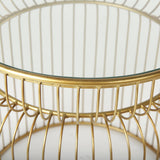 Shani Set of 2 Round, Gold Metal w/ Glass Accent Tables by Mercana at Eve Furniture