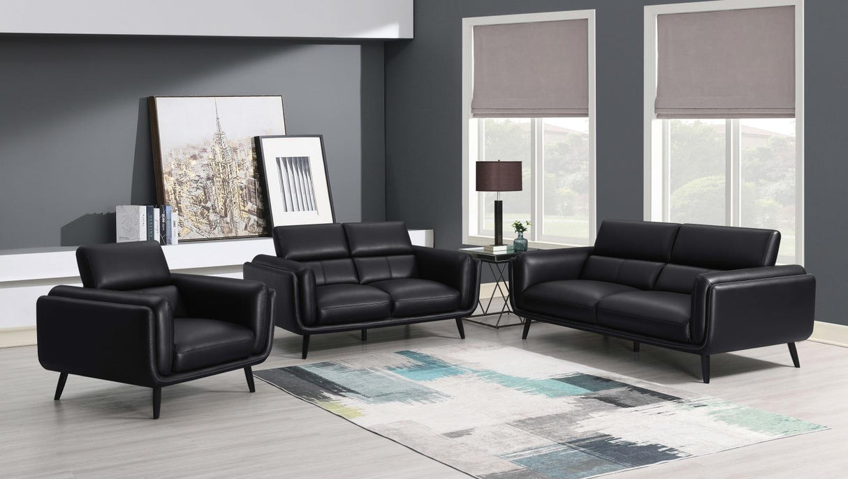 Shania 3-Piece Track Arms Living Room Set Black