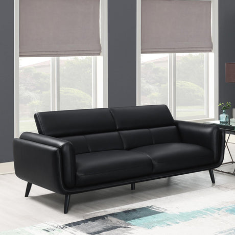 Shania Track Arms Sofa with Tapered Legs Black