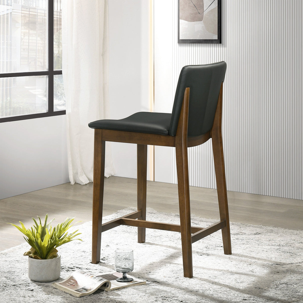 Shannon Counter Chair In Black Vegan Leather by Ashcroft Furniture at Eve Furniture
