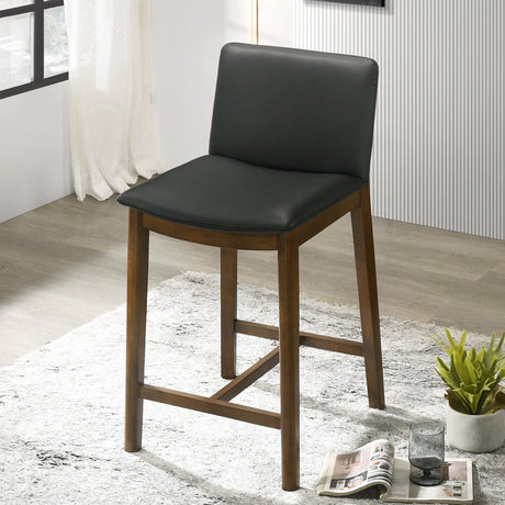 Shannon Counter Chair In Black Vegan Leather by Ashcroft Imports at Eve Furniture