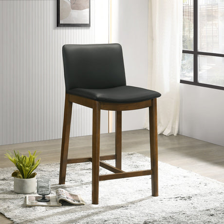 Shannon Counter Chair In Black Vegan Leather by Ashcroft Imports at Eve Furniture