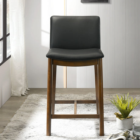 Shannon Counter Chair In Black Vegan Leather by Ashcroft Imports at Eve Furniture