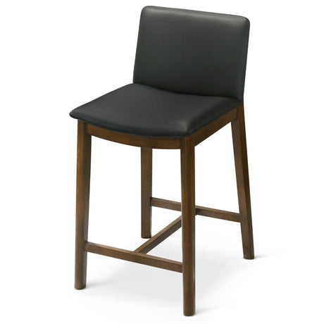 Shannon Counter Chair In Black Vegan Leather by Ashcroft Imports at Eve Furniture