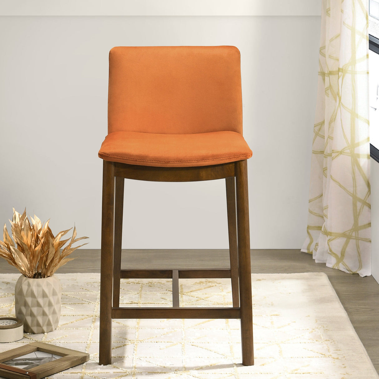 Shannon Counter Chair In Burnt Orange Velvet by Ashcroft Imports at Eve Furniture
