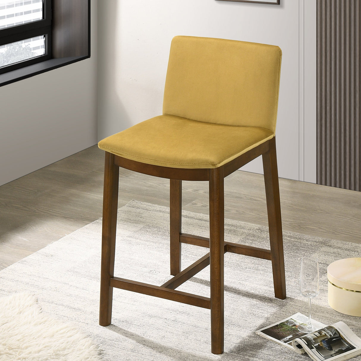 Shannon Counter Chair In Dark Yellow Velvet by Ashcroft Imports at Eve Furniture