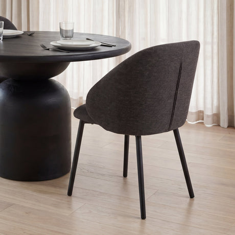 Shannon Dining Chair w/ Gray Fabric & Matte Black Metal, Set of 2 by Mercana at Eve Furniture