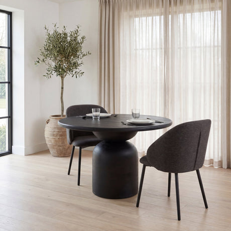 Shannon Dining Chair w/ Gray Fabric & Matte Black Metal, Set of 2 by Mercana at Eve Furniture