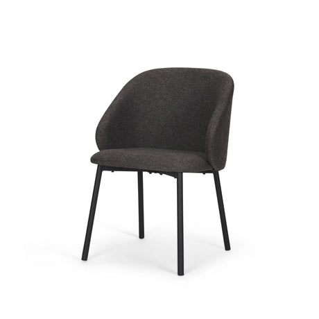 Shannon Dining Chair w/ Gray Fabric & Matte Black Metal, Set of 2 by Mercana at Eve Furniture