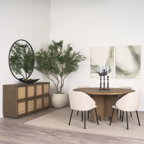 Shannon Dining Chair w/ Oatmeal Fabric & Matte Black Metal, Set of 2 by Mercana at Eve Furniture