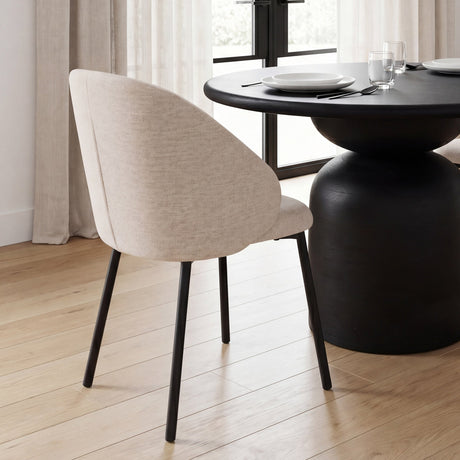 Shannon Dining Chair w/ Oatmeal Fabric & Matte Black Metal, Set of 2 by Mercana at Eve Furniture