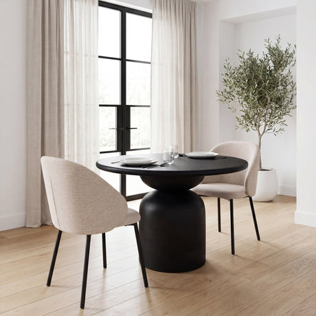 Shannon Dining Chair w/ Oatmeal Fabric & Matte Black Metal, Set of 2 by Mercana at Eve Furniture