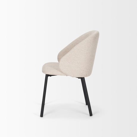 Shannon Dining Chair w/ Oatmeal Fabric & Matte Black Metal, Set of 2 by Mercana at Eve Furniture