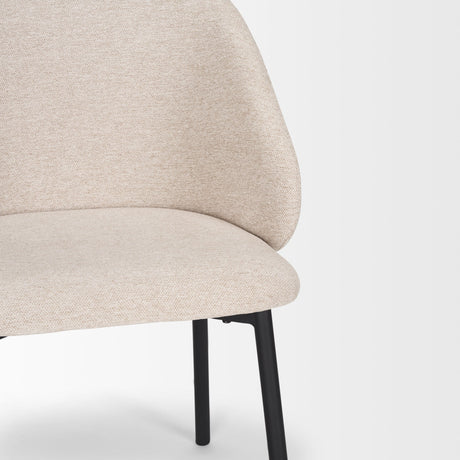 Shannon Dining Chair w/ Oatmeal Fabric & Matte Black Metal, Set of 2 by Mercana at Eve Furniture