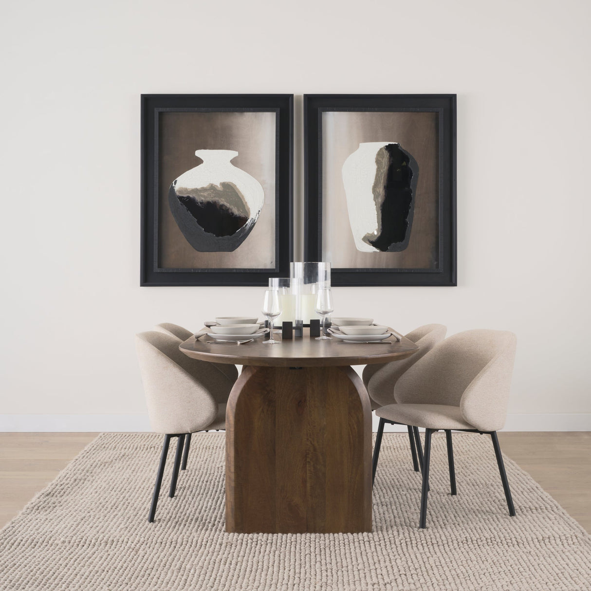 Shannon Dining Chair w/ Oatmeal Fabric & Matte Black Metal, Set of 2 by Mercana at Eve Furniture