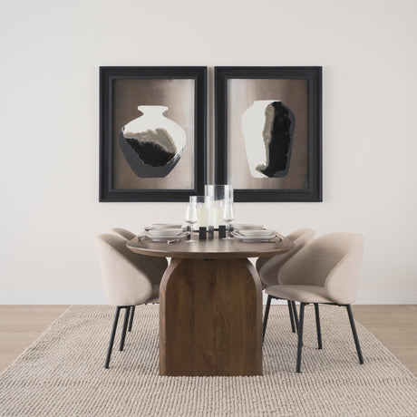 Shannon Dining Chair w/ Oatmeal Fabric & Matte Black Metal, Set of 2 by Mercana at Eve Furniture