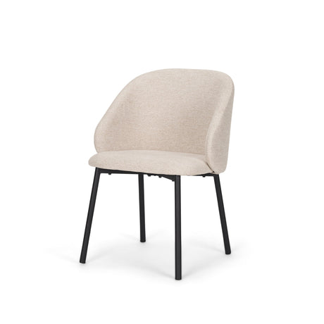 Shannon Dining Chair w/ Oatmeal Fabric & Matte Black Metal, Set of 2 by Mercana at Eve Furniture