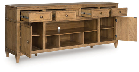 Sharlance Light Brown 81" TV Stand by Ashley at Eve Furniture