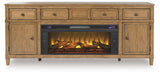 Sharlance Light Brown 81" TV Stand with Electric Fireplace by Ashley at Eve Furniture
