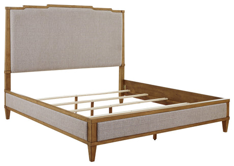 Sharlance Light Brown California King Upholstered Panel Bed by Ashley at Eve Furniture