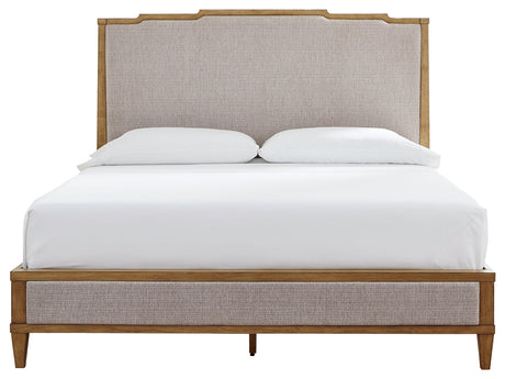 Sharlance Light Brown California King Upholstered Panel Bed by Ashley at Eve Furniture