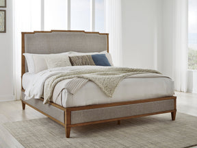 Sharlance Light Brown King Upholstered Panel Bed by Ashley at Eve Furniture
